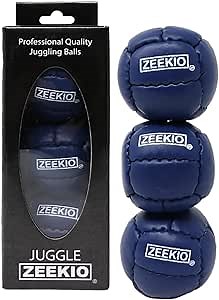 Zeekio Galaxy Juggling Balls - Premium 12 Panel Genuine Leather Balls - 130g - 67mm - Pack of 3 Dark Blue