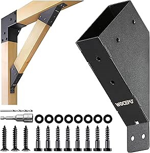 4pack 45 Degree Angle Support Bracket, for 2x4 (Actual 1.5''x3.5'') Pergolas, Gazebo, Deck Porch, Cabin Elevated Wood Support Bracket Support kit (Frosted-Black)