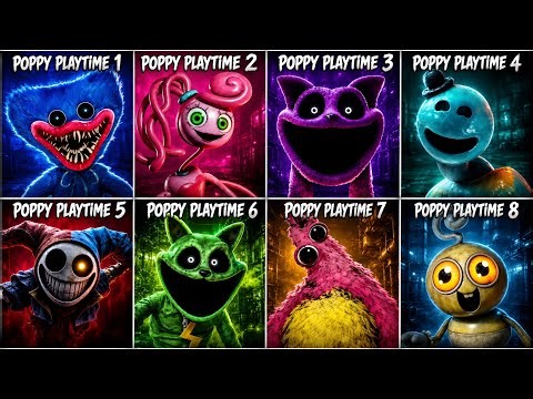 Poppy Playtime Chapter 1,2,3,4,5,6,7,8 FULL GAME MOVIE – All Bosses, Jumpscares & Endings