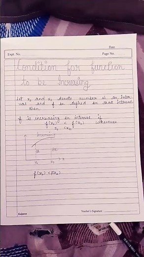 class 12 isc math project file ||explain the concept of increasing and decreasing function example