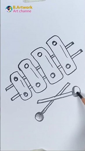 How to Draw a Xylophone | Easy Musical Instrument Drawing #B.artwork #drawing