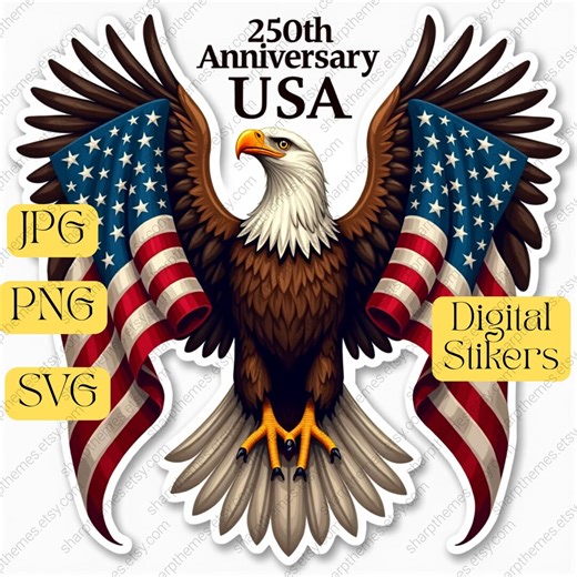 250 Years USA Anniversary Retro American Flag | 4th of July Patriotic Design | 1776-2026 Independence Day | Vintage Style - Etsy