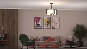 Modern Ceiling Light Fixture - Easric Semi Flush Mount Ceiling Light Industrial Light Fixtures Ceiling Mount with Fabric Shade Black Metal Frame Drum Ceiling Lights for Bedroom,Hallway,Kitchen