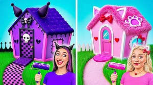 卡通房屋装饰挑战，哥特风小屋VS猫咪风小屋，谁的风格更吸引你