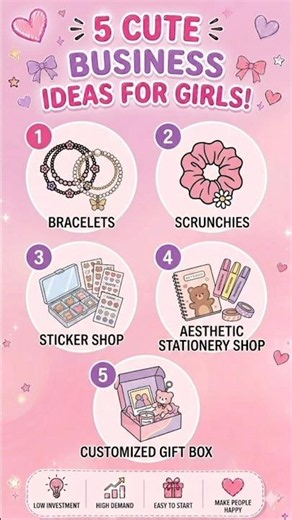 5 Cute Small Business Ideas for Girls in 2026 🎀#SmallBusinessIdeas #CuteBusinessIdeas#GirlsBusiness