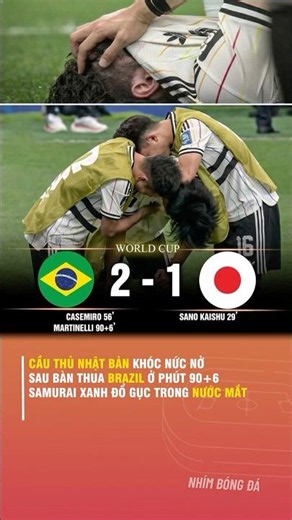 JAPANESE PLAYERS SOB AFTER CONCEDING TO BRAZIL IN THE 90+6 MINUTE, BLUE SAMURAI COLLAPSE IN TEARS