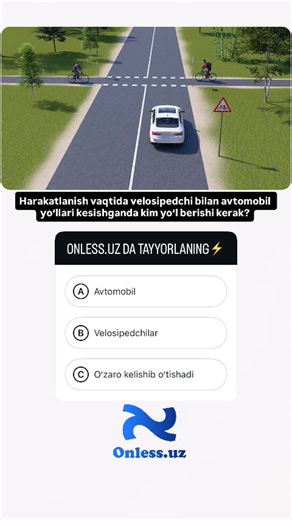 Onless.uz - Onlayn Avtomaktab platformasi on Instagram: "❗️Prava olishni kechiktirmang! 🔥 Onless Uz — online testlar va real savollar 📲 Link bio’da #prava #online #test #uzbek #rek"