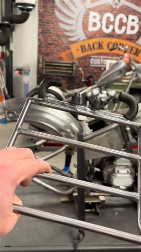 Because choppers are “not for show use only” Easy up luggage rack for Nico’s chopper #awesome #chopper #roadtrip #luggage #achterhoek | BCCB Back Corner Custom Bikes