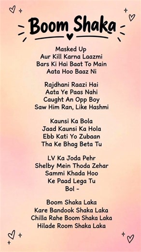Boom Shaka Lyrics 💗✨ | Boom Shaka Laka | Lyrics Vibe #Shorts