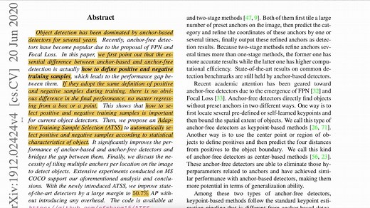 Richard日常读paper: 2020CVPR 自适应训练样本选择的anchor-free方法ATSS