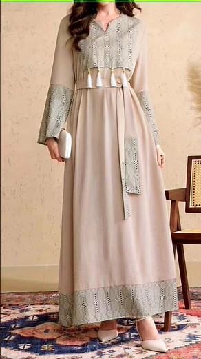 Elegant Arabic Style V-Neck Long Dress for Women 👗✨ | Modest & Graceful Look | Temu Find