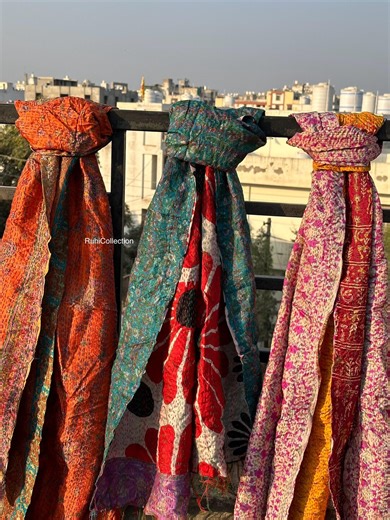 Old Silk Sari Scarves LOT: Striped Recycled Silk, Multi-color - Etsy