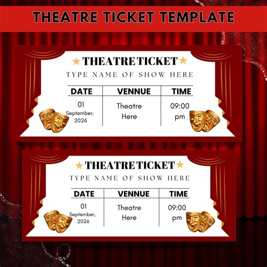 Editable Theatre Ticket, Show Printable Tickets, Christmas Surprise Ticket,theatre Surprise Ticket, Birthday Surprise Ticket, Editable Canva - Etsy Australia