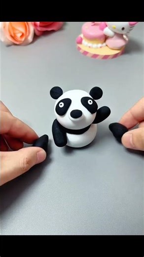 DIY - How to make Cute "Panda"🐼 with Clay #diy #clay #shorts