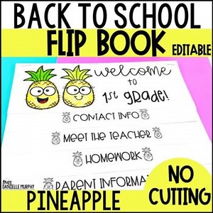 Back to School Flip Book Open House Flip Book Template, Tropical Classroom Decor