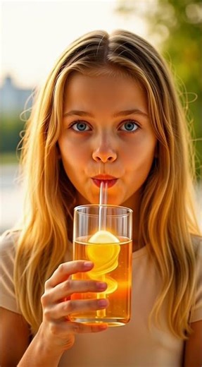 Girl Drinking Sun Jiuce #softink #sun #amazingfacts