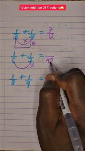 Quick Addition of Fractions #maths #mathstricks #tutorial #tutor #fraction #learning #youtube #short
