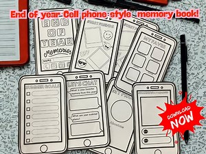 End of Year Memory Book: Cell Phone Style Activity (instant Download) - Etsy UK