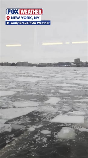 CHILLY WATERS 🥶: Chunks of ice are scene floating and flowing around the Hudson River between New York and New Jersey as arctic air blasts the region following a major winter storm. Follow along with FOX Weather for the latest impacts from the storm: | FOX Weather