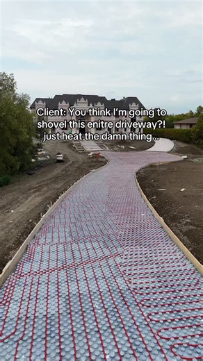 Imagine shovelling all that driveway by yourself 😳 Stay tuned because we got a lot more content coming for this project 🙌🏽 • • • • • #concrete #construction #explore #explorepage #instagram #concretedesign #landscape #hardscape #mansion #heated #driveway #homedecor #homeimprovement #homedesign #design #designinspiration #yard #luxury #reels | KP Construction