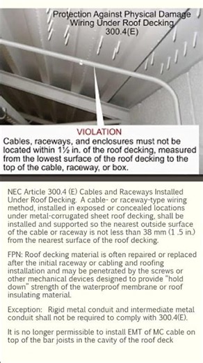 EMT/MC below metal roof decking. Know the code ! SUBSCRIBE
