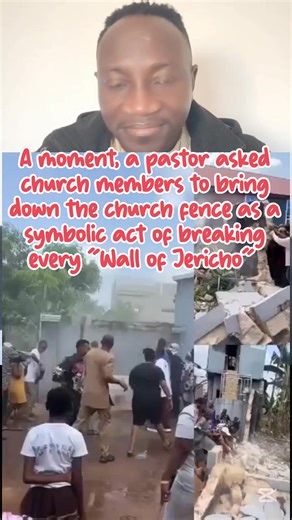 @A moment, a pastor asked church members to bring down the church fence as a symbolic act of breaking every “Wall of Jericho# | Moses Arhinful