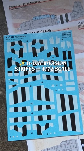 New release — D-Day Invasion Stripes (1/72 scale) Perfectly printed, clean geometry, and designed specifically for the P-51D, P-47D and TBF Avenger. A simple way to achieve accurate invasion markings on your next build. Available now on our webstore: shop.printscale.org #printscale #printscaledecals #scale72 #172scale #scalemodel #scalemodels #modelbuilding #plasticmodel #modelkit #ww2aviation #ww2aircraft #p51d #p47d #avenger #dday #ddaystripes #invasionstripes #aircraftmodel #aviationart | PRI