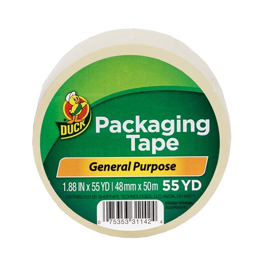 Duck Brand General Purpose Packaging Tape, 1.88 in. x 55 yd., Clear, 1 Roll
