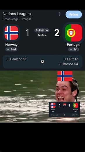 🔥PORTUGAL VS NORWAY 2-1 HIGHLIGHTS🔥🔥 #shorts #soccer #uefanationsleague #viral #memes #portugal