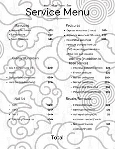 Nail Salon Pricing Sheet Template: Modern Service Menu (digital Download PDF) - Etsy Canada