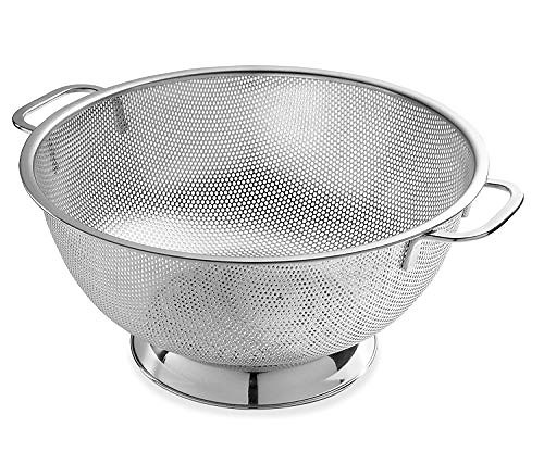 Bellemain 5 Qt Metal Colander with Handle | Pasta, Spaghetti, Berry, Fruit, Vegetable, Kitchen Food Strainer Basket | 18/8 Stainless Steel Colander Bowl | Pot Drainer for Cooking, Sifter Strainer - Bellemain