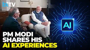 Prime Minister Narendra Modi and tech luminary Bill Gates engage in a...