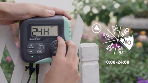 RAINPOINT Solar Drip Irrigation System Outdoor - Automatic Plant Waterer Outdoor for 15 Pots - 15s-30mins DIY Plant Watering System with Rain Delay - 2600mAh Anti-Siphon Plant Watering Devices