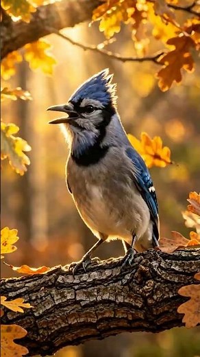 Blue Jay Bird Call - Stunning 4K ASMR in Autumn Forest | Cyanocitta cristata | Nature Sounds NoMusic