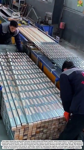 Manufacturing process of steel-reinforced timber beams for formwork