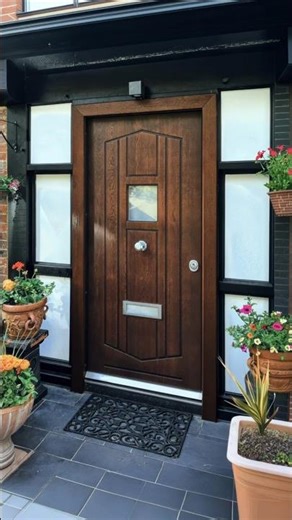 Wood-Finish Armored Door with Steel Core & Bolt Locking