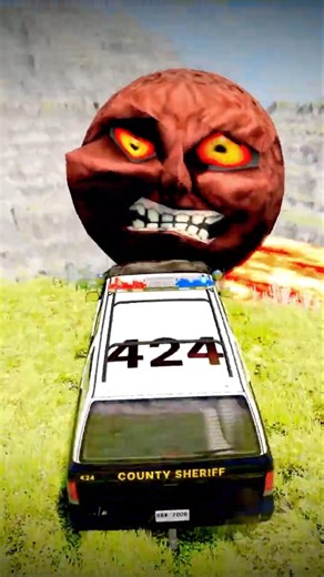 Monster Moon & Police vs Giant Lava Pit - BeamNG.drive #beamng #shorts #beamngdrive #usa #viral