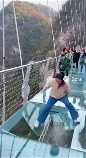 She Threw a Stone on the Glass Bridge... What Happened Next Will Shock You 😱🌉 #viral