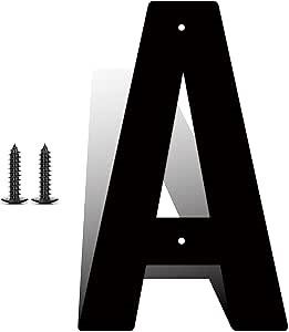 8" 12" Large Metal Letters, Modern House Address Numbers Letters, Metal Door Numbers, Large Black House Address Letter Number for Home Office Street Apartment Outside (8" A)