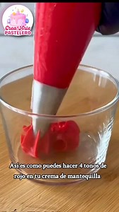 colorimetria del rojo en tu crema de mantequilla 🤩 Truquito: 👇 Si quieres que el rojo sea intenso sin usar tanto colorante, solo lleva una pequeña parte de tu crema roja al microondas por unos segundos para que ablande y luego mezcla con el resto de la crema con batidor por 3 minutos ❤️🤩 aprende todos nuestros tips con nuestras clases gratis, unete a mi comunidad de whatsapp en el link de mi perfil #buttercream #pasteleria #retopastelero #creaartepastelero #cake | crea.artepastelero