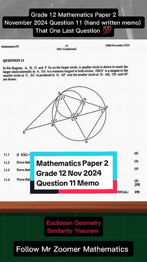 Grade 12 Mathematics Paper 2 Nov 2024 Q11 Memo