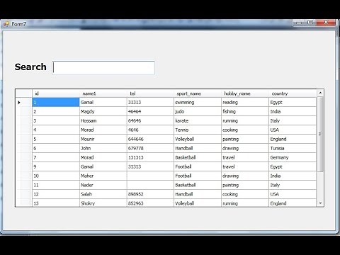 Visual Basic .net: Datagridview multiple columns search from 4 tables using inner join-with code