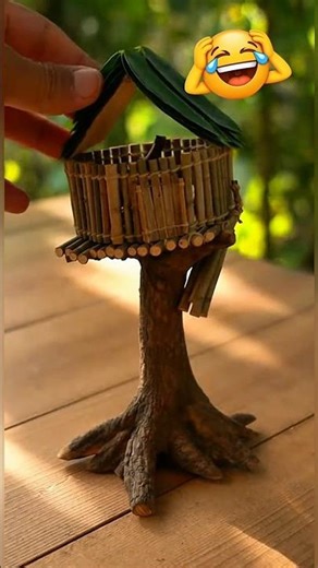 Mini Treehouse DIY Using Natural Materials | Viral Craft Build🌴🌳#shorts