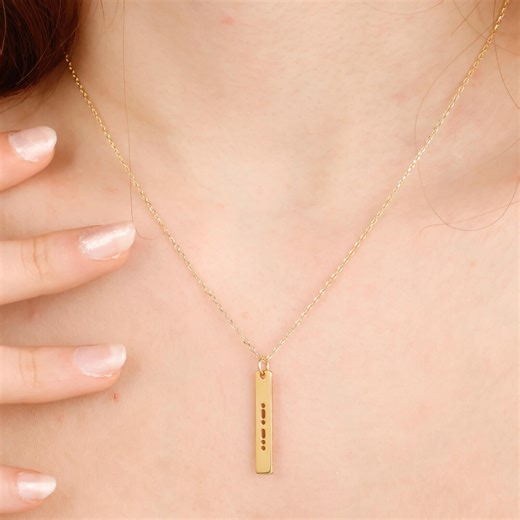 14K Gold Morse Code Necklace: Personalized Secret Message Jewelry - Etsy