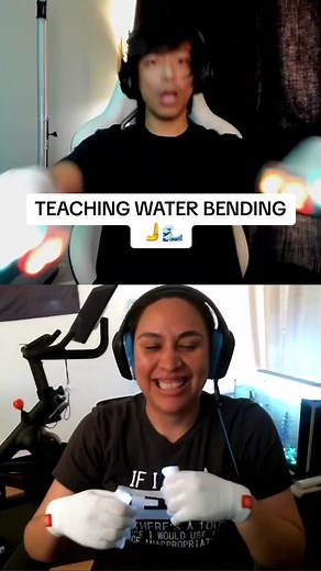 Teaching water bending 🌊 #gloving #waterbending #liquid #lightshow #handdance #avatarthewayofwater