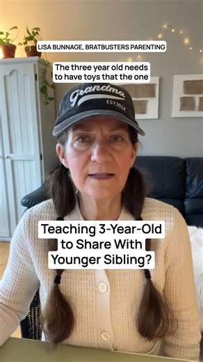How to teach a 3-year-old to share with their 1-year-old sibling? That's a tough one because does the 1-year-old always come and grab stuff off him? The 3-year-old needs to have toys that the 1-year-old can't play with. They need to have their own stuff, toys that they don't have to share. What you can do is have their rule on the BratBusters Behaviour Board to not grab toys off of your baby brother. If he doesn't keep toys away from the baby brother that he doesn't want him touching, that's on 