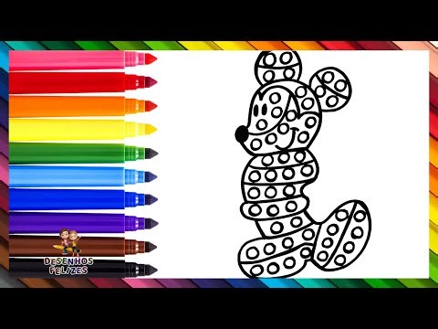 Desenhar E Colorir Um Mickey Mouse POP IT ⚫⚫❤️🔴🟠🟡🟢🔵🟣🌈 Desenhos Para Crianças