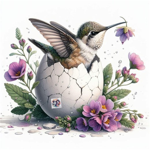 12 Watercolor Hummingbird Clip Art Images in Eggshells, JPG - Etsy