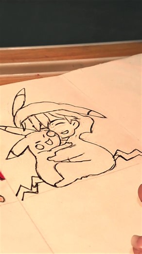 Human version of Pikachu chibli drawing ✨️ #shorts #pikachu #pokemon