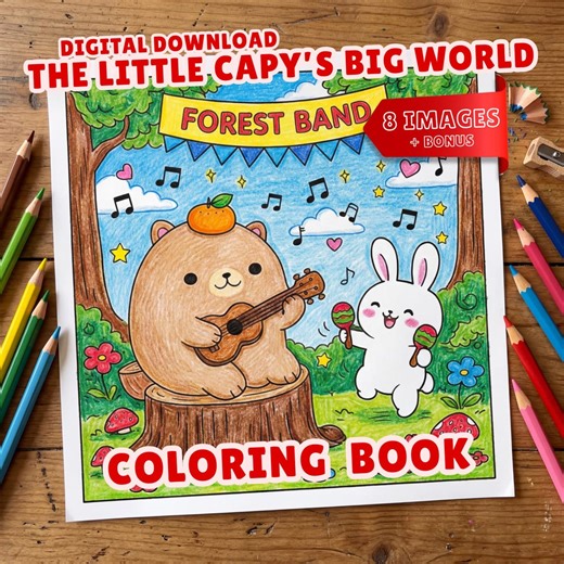 Printable Cute Capybara Coloring Pages for Kids, Bold and Easy Aesthetic Coloring Book, Cozy Hygge Activity for Toddlers, 9 Pages - Etsy